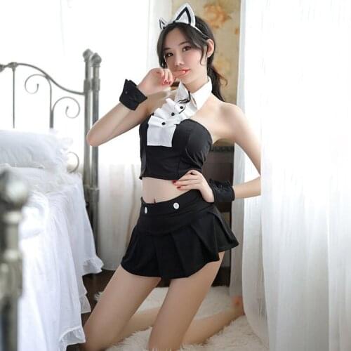 2020 New Sexy lingerie women sexy nightdress tight-fitting cute cat girl game play uniform temptation adult suit