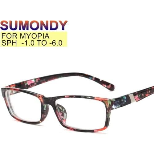 SUMONDY Prescription Myopia Glasses Women Men Nearsighted Spectacles -1.0 -1.5 -2 -2.5 -3 -3.5 -4 -4.5 -5 -5.5 -6.0 to -10 UF113