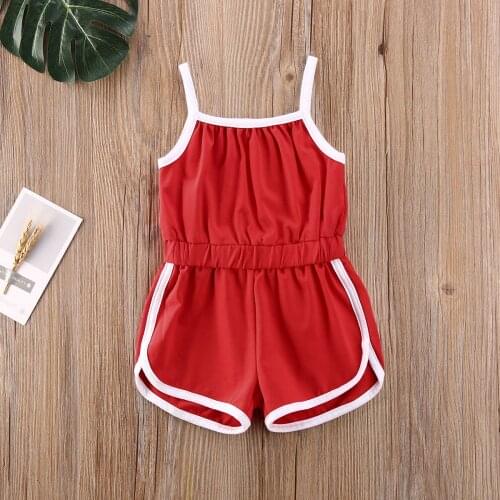 1-5Y Toddler Baby Romper Summer Children Clothes Girls Solid Sleeveless Overalls Causal Baby Summer Jumpsuits Infant Sunsuit