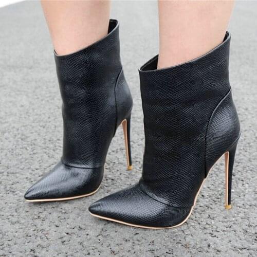 2021 New Products Women Boots Fashion 12CM Super High Heel Ankle Boots Sexy Ladies Winter Spring Autumn Pointed Toe Calf Boots