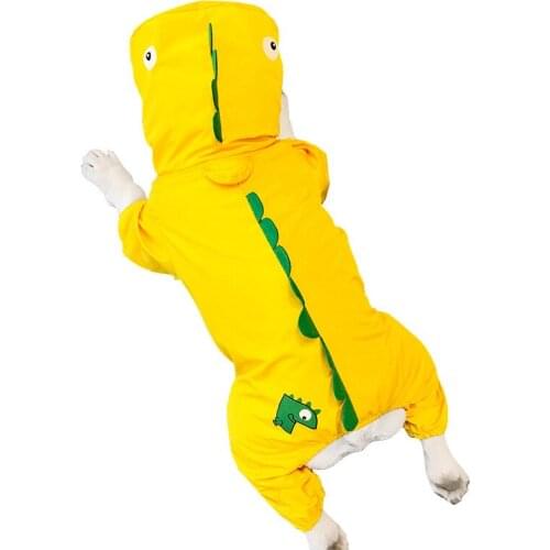 Dog Raincoat Puppy Pet Rainwear Dinosaurs Reflective Anti-waterLightweight Dog Rain Jacket with Hood for Small Dogs Supplies
