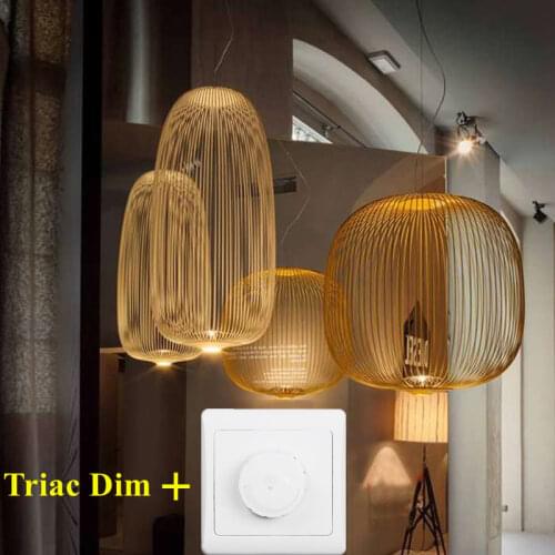 Modern Nordic Foscarini Spokes Pendant Lights Dimming Iron Bird Cage Pendant Lamps Suspension Dining Room Kitchen Fixtures