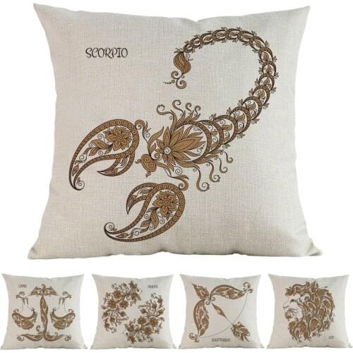 Blank Background Twelve Constellations The Signs Of The Zodiac Geometric Pattern Pillow Case Home Sofa Decoration Cushion Cover