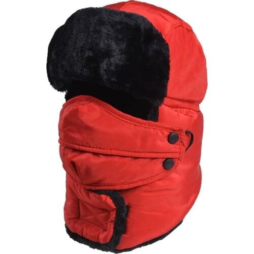 Women Men Bomber Hat Thick Fluffy Windproof Face Mask Scarf Cap Outdoor Winter Apparel Accessories