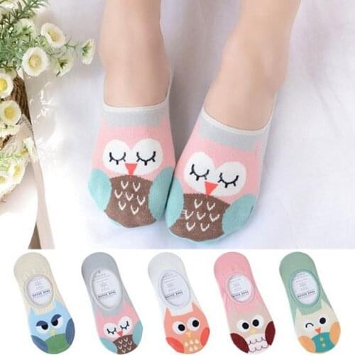 Cute and stylish Harajuku Sock Women summer Korean owl comfortable fun invisible low waist breathable woman boat socks hot sale