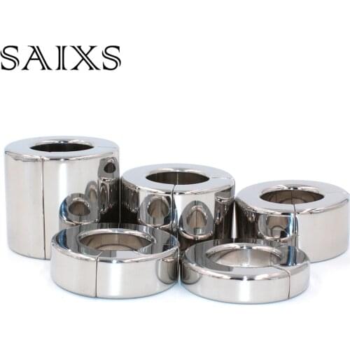 Magnetic Cock Ring Scrotum Pendant Ball Stretcher Testis Weight Metal Penis Training ring Stainless Steel Sex Toys for Men