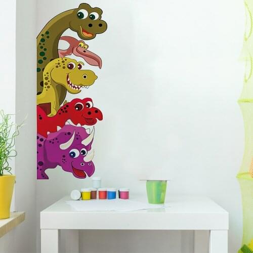 Funny Probe Dinosaur Behind the door Room Decor wall Decals Stickers Children Nursery Kids Bedroom Living Room Mural Wall Art