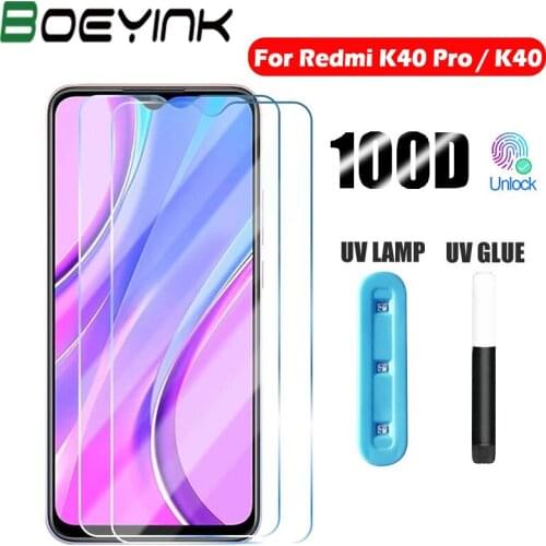 UV Glue Tempered Glass For Xiaomi Redmi K40 Pro Plus Ultra Screen Protector 9H Full Liquid Glue Glass For Redmi K40 Glass
