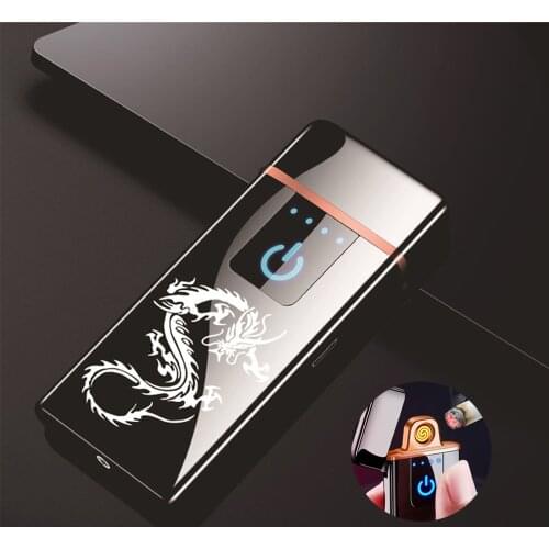 USB Fingerprint Lighters Rechargeable Ultra-thin Male Lighters Personality Plasma Flameless Electric Lighters Gadgets For Men