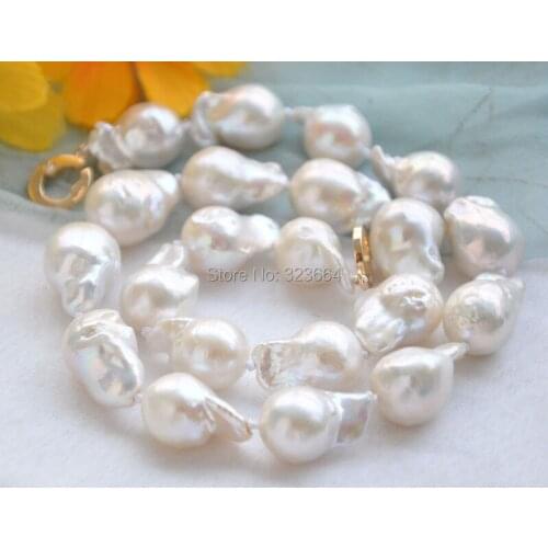 Lustre 17" 20mm WHITE DRIP BAROQUE KESHI REBORN PEARL NECKLACE