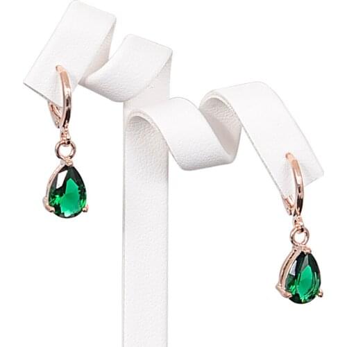 Miasol Luxury Rose Gold Color Plated Elegent Waterdrop Cubic Zirconia Dangle Faced Crystal Drop Earrings For Women