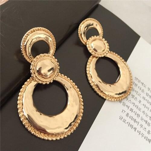 Boho Vintage Round Drop Earring Gold Color Three Round Disk Chained Drop Earrings for Women Party Statement Jewelry Wholesale