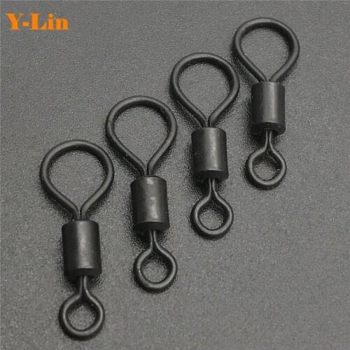 20pcs Carp Fishing Big Eye Rolling Swivels Chod Matt Black Carp Tackle Accessories Quick Change Swivels Snap Hooks Link Swivels