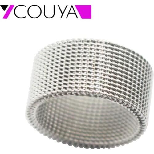 2017 fashion 10mm Wide Stainless Steel Ring Titanium Couple Rings Deformable Mesh Ring O Men Jewelry Wedding Rings Punk