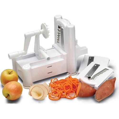 3 in 1 Hand-Cranked Spirality Fruit Chopper Vegetable Slicer Cutter Manual Grater Slicer Potato Kitchen Cooking Tool Accessories