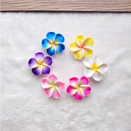 30 pcs Hula Girls wedding bride Soft TaoHua Hawaiian bridal 3cm flower jewelry Frangipani flower Polymer clay frangipani