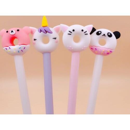 36pcs Per Set Kawaii Gel Pens Unicorn Donut Black Colored Gel-inkpens for Writing Cute Stationery Office School Supplies 0.5mm