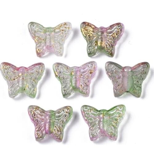 50pcs Transparent Acrylic Butterfly Beads AB Color For Bracelet Necklace Making DIY Decor Accessories,hole:1.2mm