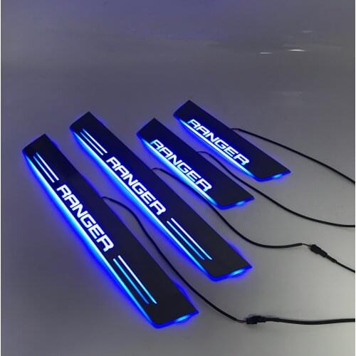 Acrylic mobile LED welcome scooter wear plate door sill frame path light for Ford Ranger accessories dedicated Flow/fixed light