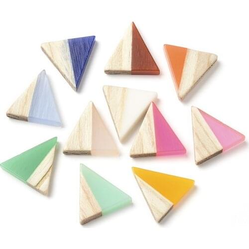 20PCS Triangl Shape Design Jewelry Accessories Natural Wood and Resin Stick Shape DIY Earrings Making Hand Made Earring Findings