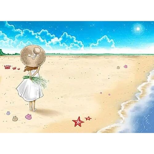 Diy Diamond Painting Elegant Beach Walk Picture Drill Mosaic Embroidery Full Round Cross Stitch Decor Room JX449