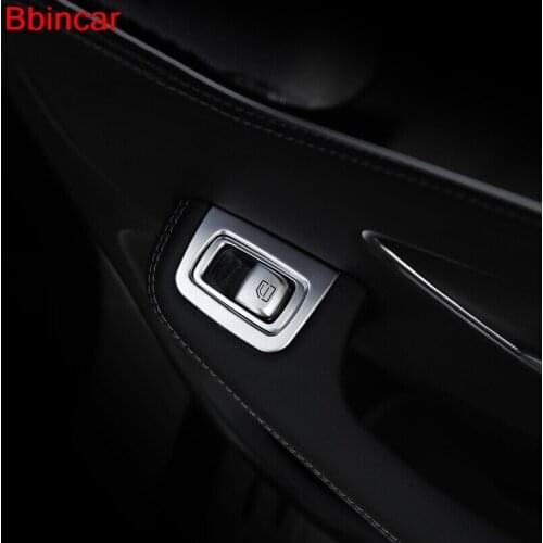 Bbincar ABS Chrome Stainless Steel Armrest Door Window Lifter Adjustment Switch Button Knob Cap Trim For Benz GLC 2016 2017 X205