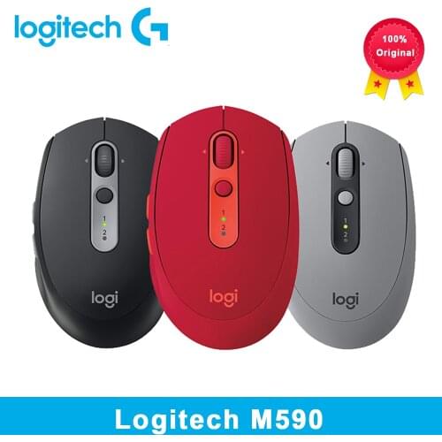 Logitech M590 Wireless Mute Bluetooth Mouse 2.4GHz Unifying Dual Mode 1000 DPI Multi-Device Optical Silent Mouse Office PC Mice