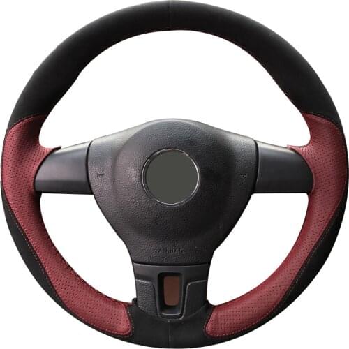Black Suede Wine Red Leather Car Steering Wheel Cover for Volkswagen VW Tiguan Lavida Passat B7 Jetta Mk6