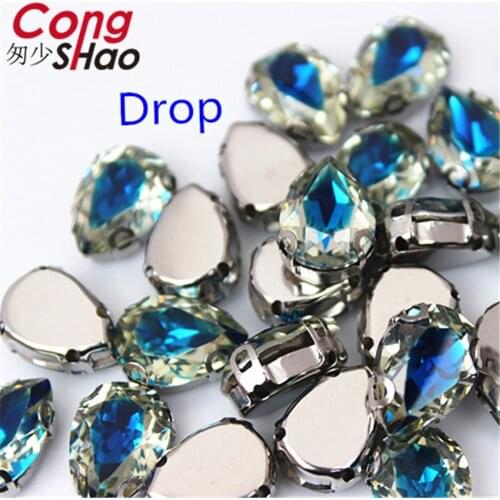 Cong Shao 50pcs 10*14mm Oval Double color Resin Rhinestones Beads With Copper Metal Settings Sewing costum Buttons 2 Hole CS278