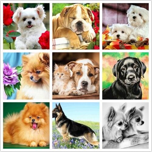 Diy 5D Full Diamonds Painting Embroidery Cross Stitch Handmade Cute Dog Home Decoration Mosaic Diamond Animal Hanging Picture