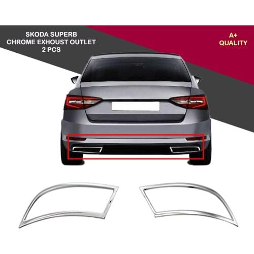 Skoda Superb Chrome Exhaust Outlet 2 Pieces Set 2015-2019 ISO9001 / 2008 A + Quality modified design