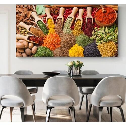 Kitchen Variety of Seasoning Grains Spices Art Canvas Print Painting Wall Picture Living Room Modern Home Decoration Poster