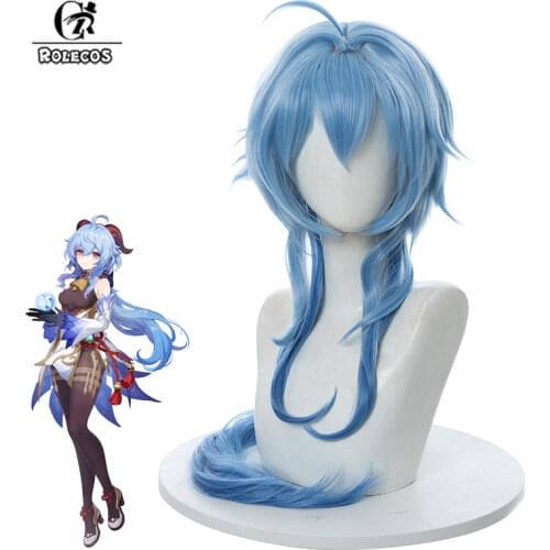 ROLECOS Game Genshin Impact Cosplay Wig Ganyu Cosplay Wig Genshin Game Ganyu Headwear Hair Heat Resistant Synthetic Hair