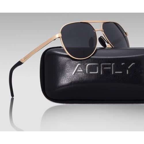 AOFLY DESIGN Pilot Mens Sunglasses Men Polarized TAC Sun Glasses Rubber legs oculos Male Eyewear Accessories For Men With Case