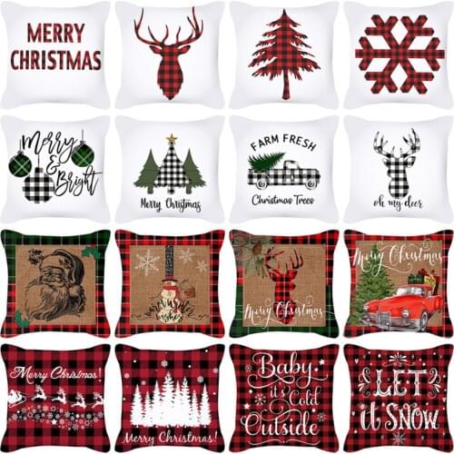 45cm Cartoon Style Pillowcase Merry Christmas Decor Christmas Santa Elk Pillow Cover Ornaments Cushion Cover New Year Gift