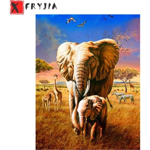 Full Square Diamond Painting African grassland animals, elephants Mosaic Needlework Picture Diamond Embroidery Sale Home Decor