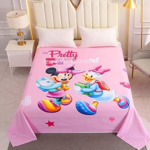 Mickey and Minnie Mouse Bedsheet for Kids Bedroom Single Twin Size Bedding Polyester Bed Linen 3D Printed 300TC Flat Sheet Child