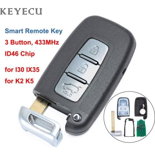 Keyecu Smart Remote Key Keyless Entry Fob 3 Buttons 433MHz With ID46 Chip for Hyundai I30 IX35 for Kia K2 K5 New Sportage