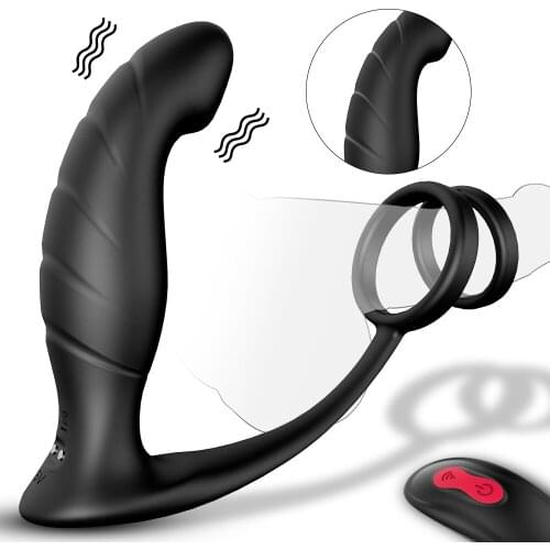 Remote Control Anal Plug Man Prostate Massage Vibrator Silicone Prostate Stimulator Butt Plug Delay Ejaculation Ring Toy For Men