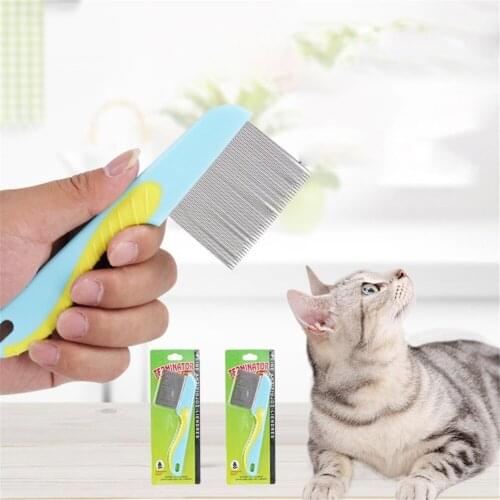 Open Knot Comb For Pets Dog Long Handle Cat Flea Massage Needle Brush Puppy Hair Removal Shedding Combs Pet Grooming Tool