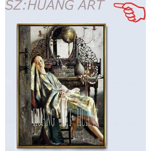 Collect quality Beautiful noble girl Frame and With framed Oil Painting Canvas Palette pen On Canvas Picture Home Decoration
