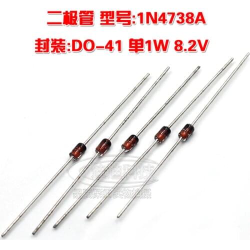 Zener Diode 1N4738A DO-41 Single 1W 8.2V Straight Glass Tube 1N4738 Regulator