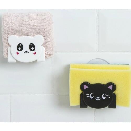 Cartoon Sponge Holder Sink Drain Rack Storage Suction Cup Sink Soap Rack Drying Drainer Rack For Organizer Kitchen Accessories