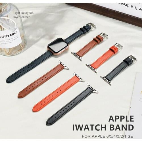Slim Woman Leather Bracelet for Apple Watch Band 40mm 44mm Wristband Belt Sport strap on Smartwatch 42mm 38mm Series 3 4 5 6 SE