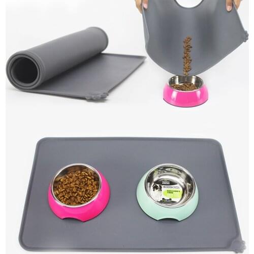New Waterproof Pet Mat For Dog Cat Solid Color Silicone Pet Food Pad Pet Bowl Drinking Mat Dog Feeding Placemat Easy Washing
