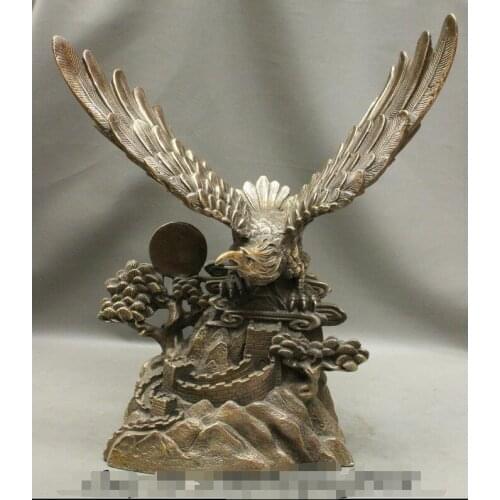 Wan67104029+++20 Chinese Bronze Wealth Bird Hawk King Fly Eagle Statue Great Wall Sculpture