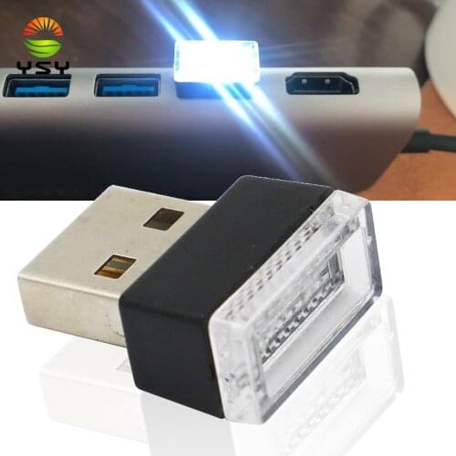 YSY Mini Car Interior USB LED Atmosphere Lights Decorative Lamp Emergency Lighting Universal PC Portable Plug and Play white
