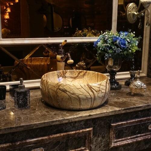 Glazed Art Counter Top ceramic bathroom sinks wash basin chinese porcelain ceramic sink basin for bath room