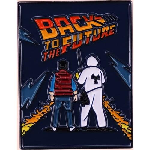 ZF2694 Movie Back To The Future Jewelry Enamel Pins And Brooches Cartoon Creative Metal Denim Hat Badge For Friends Kids