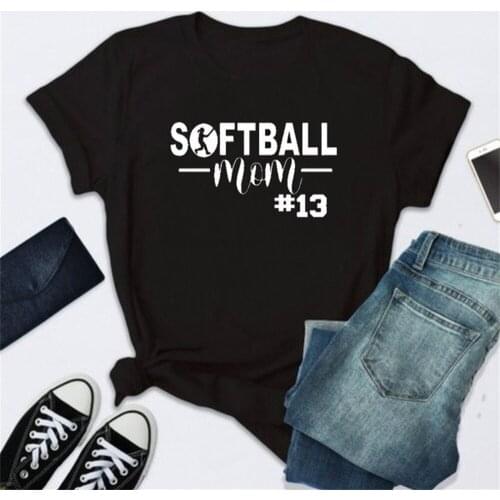 Softball MOM Letter Print T Shirt Women Short Sleeve O Neck Tshirt Ladies Summer Women Tee Shirt Tops Camisetas Mujer TX5764